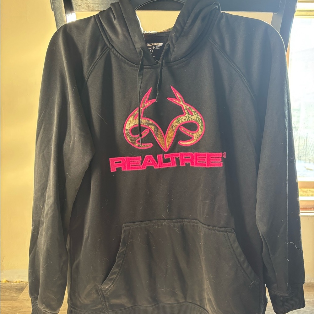 Realtree Black Hoodie with Pink and Camo Logo